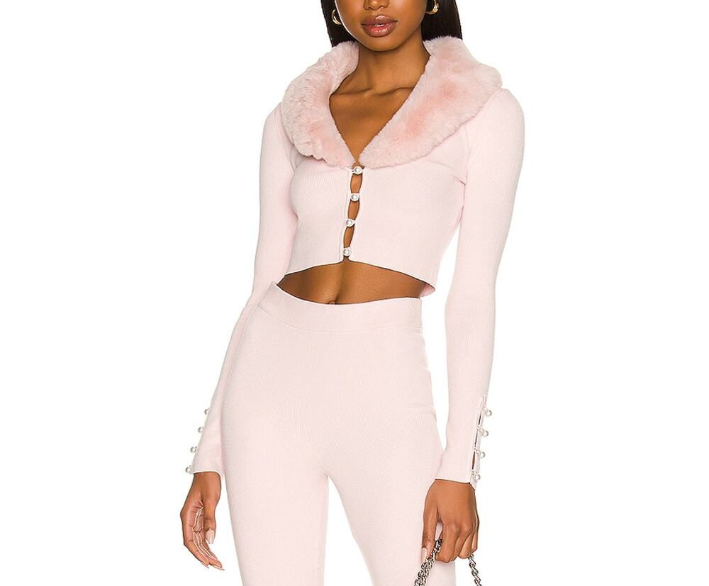 Majorelle Faux Fur Pink Laurel Cardigan Size XS